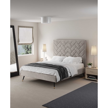 Manhattan Comfort Crosby Queen-Size Bed in Greige BD009-QN-GE